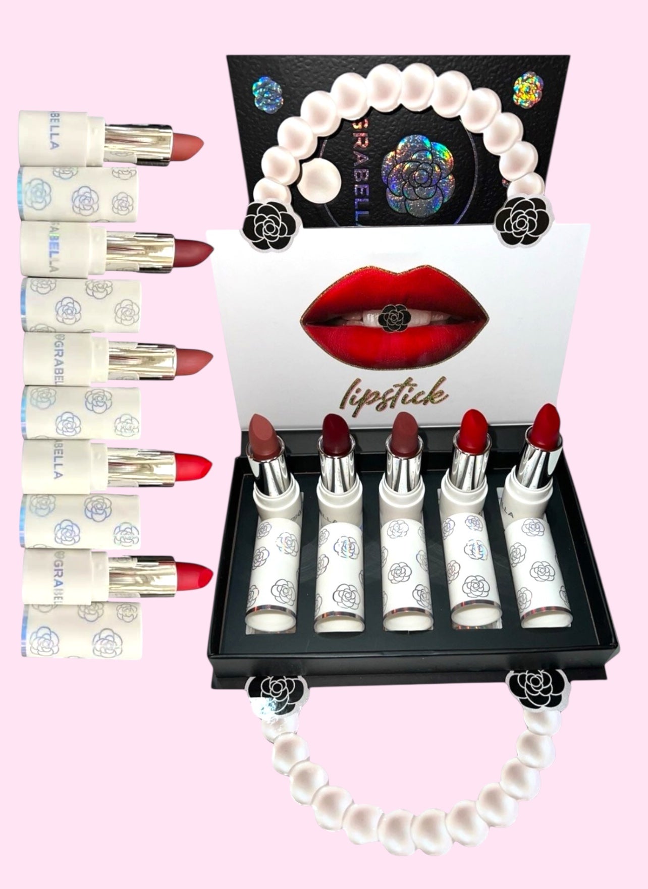 Set Lipstick Grabella blanco y negro