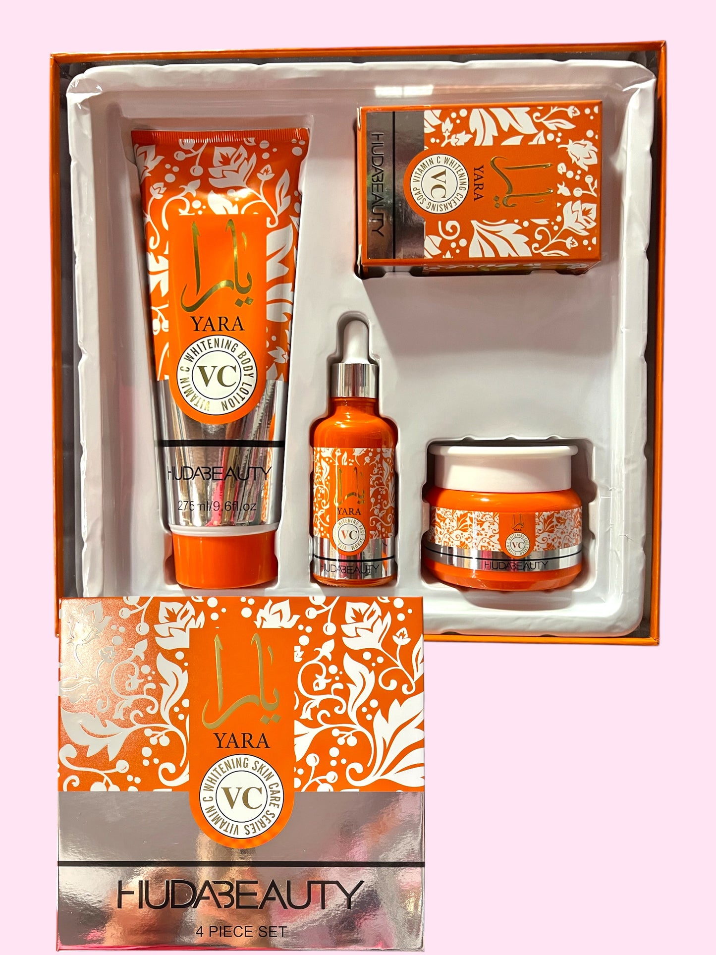 Set Facial y Corporal YARA Vitamina C – 4 Piezas | Iluminación & Cuidado Total