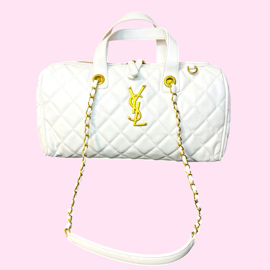 Cartera Elegante Acolchada Tipo Baúl con Cadena Alta Gama con caja