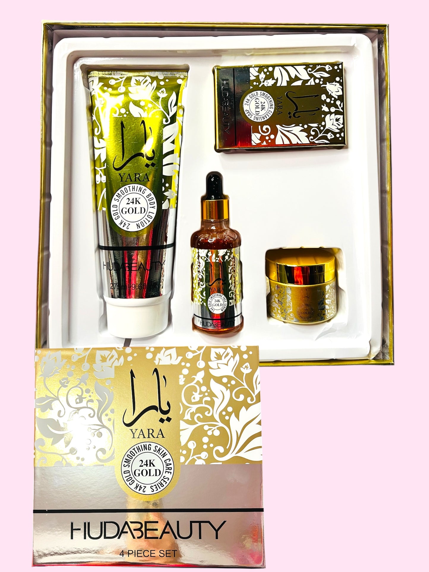 Set Facial y Corporal YARA 24K Gold – 4 Piezas | Lujo, Hidratación & Glow