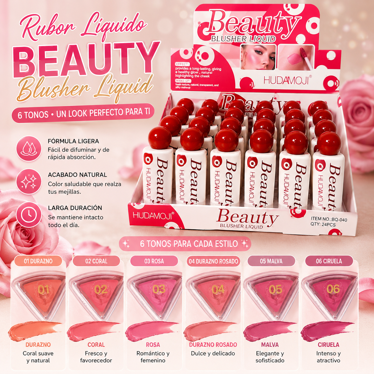 Rubor Líquido Beauty en Tonos Surtidos