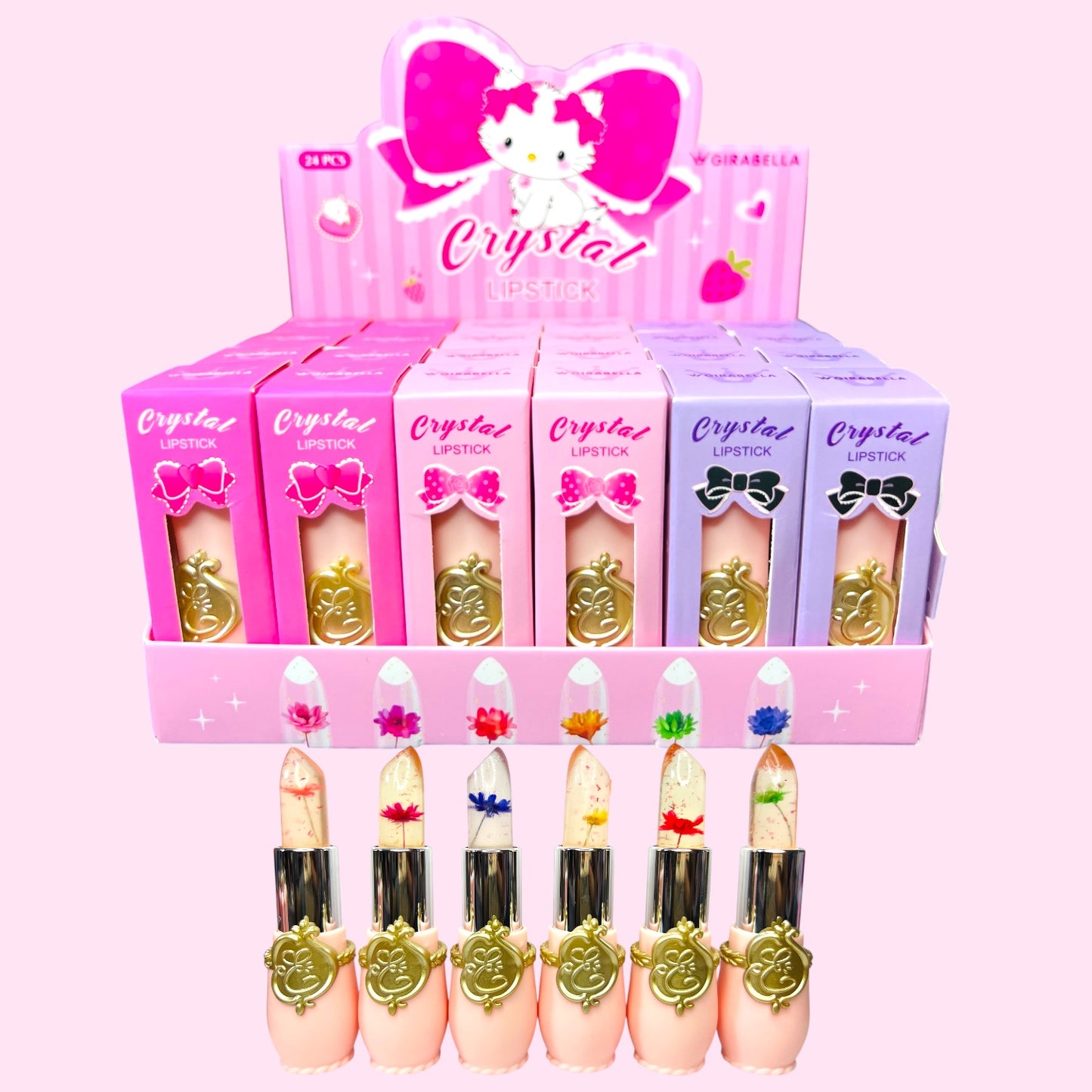 Lipstick Crystal con Flor Natural (Cambio de Color)