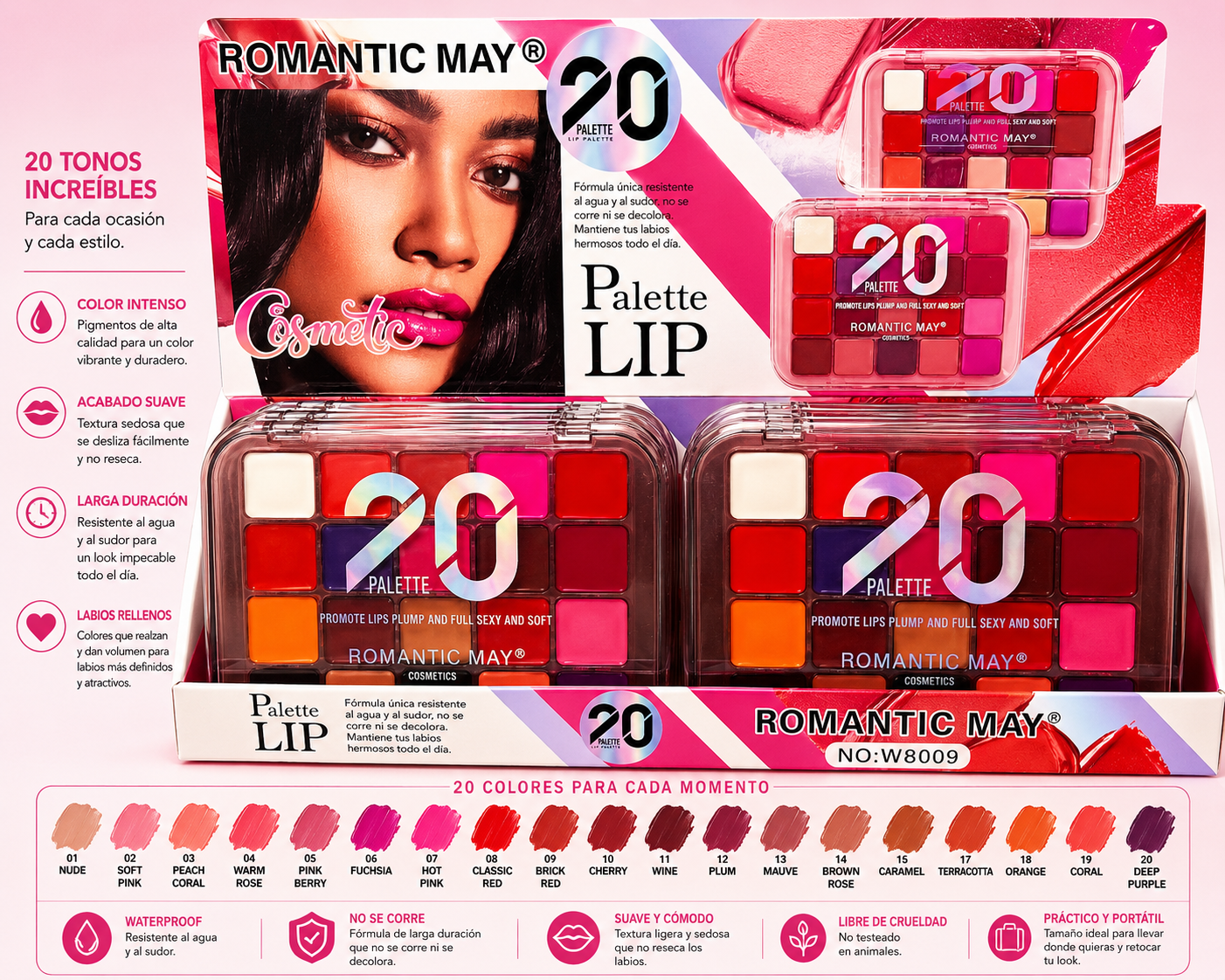 Paleta de labiales 18 tonos