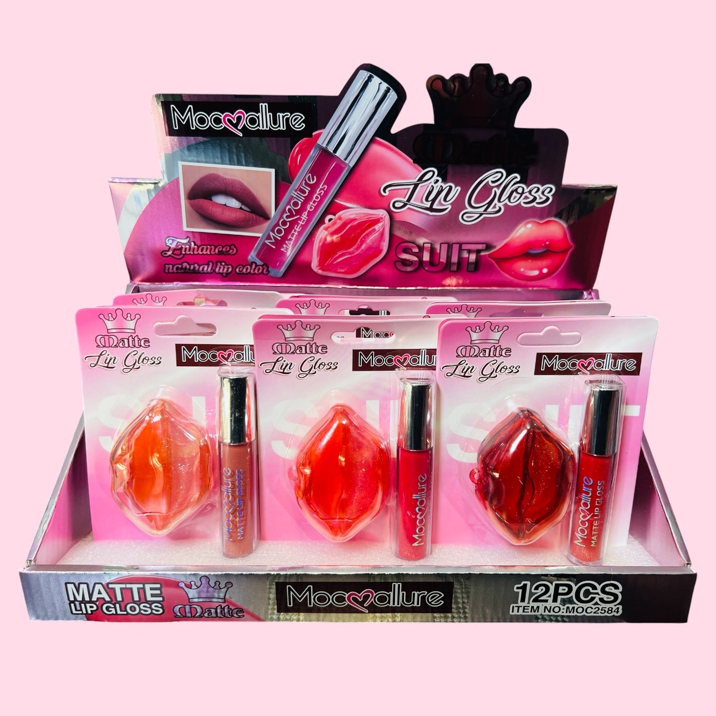 Set de Labiales Mate + Bálsamo Labial Mocallure – Matte Lip Gloss & Lip Balm Duo