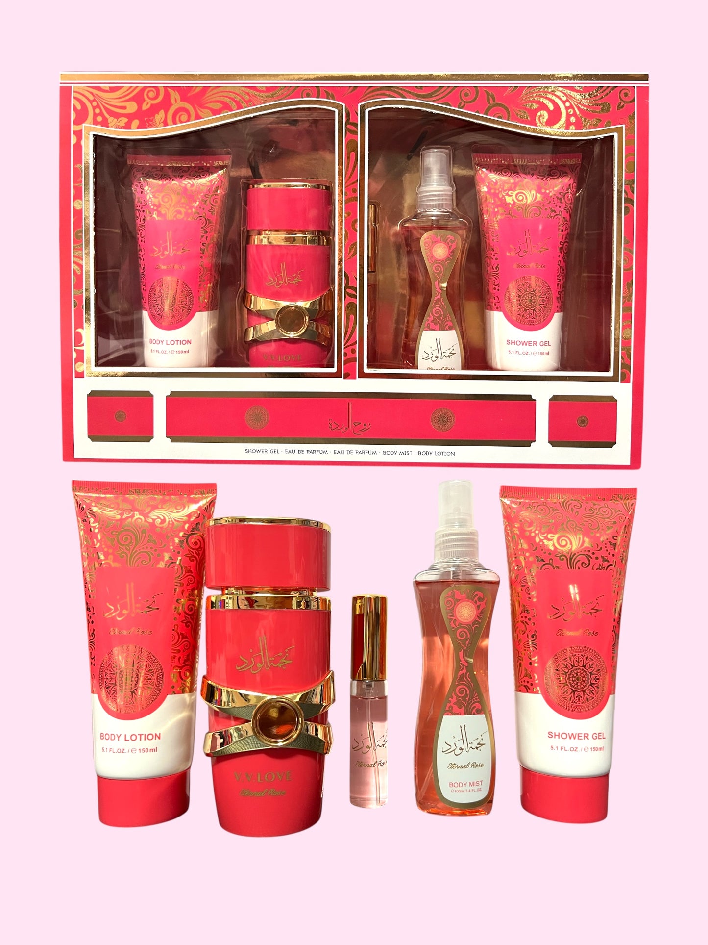 Set perfume árabe fucsia 5pcs