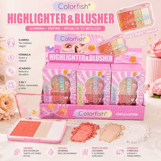 Paleta 3 en 1 de Rubor e Iluminadores Colorfish