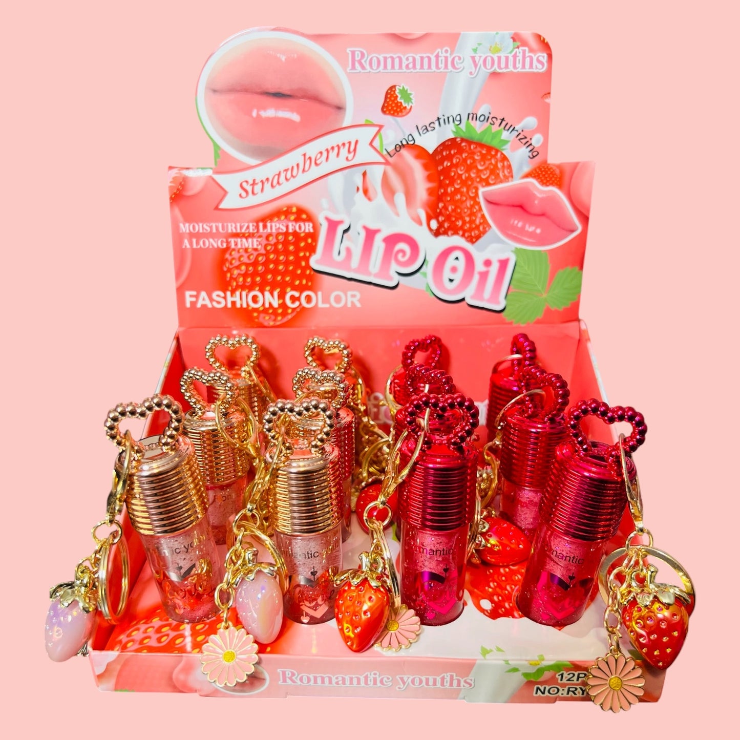 Lip Oil Hidratante de Fresa con Llavero – Romantic Youths
