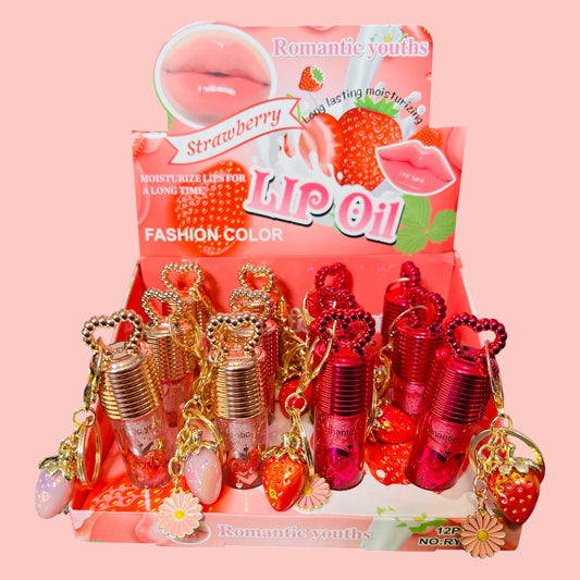 Lip Oil Hidratante de Fresa con Llavero – Romantic Youths