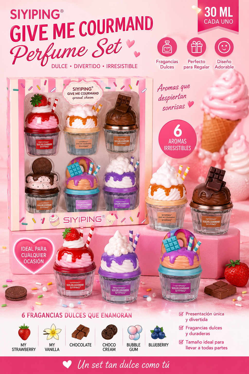 Set de 6 Mini Perfumes Gourmand 30 ml – Diseños de Postres