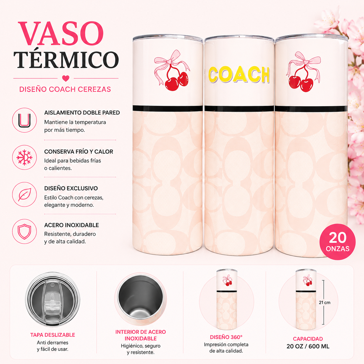 Vaso Térmico Cerezas 20 OZ