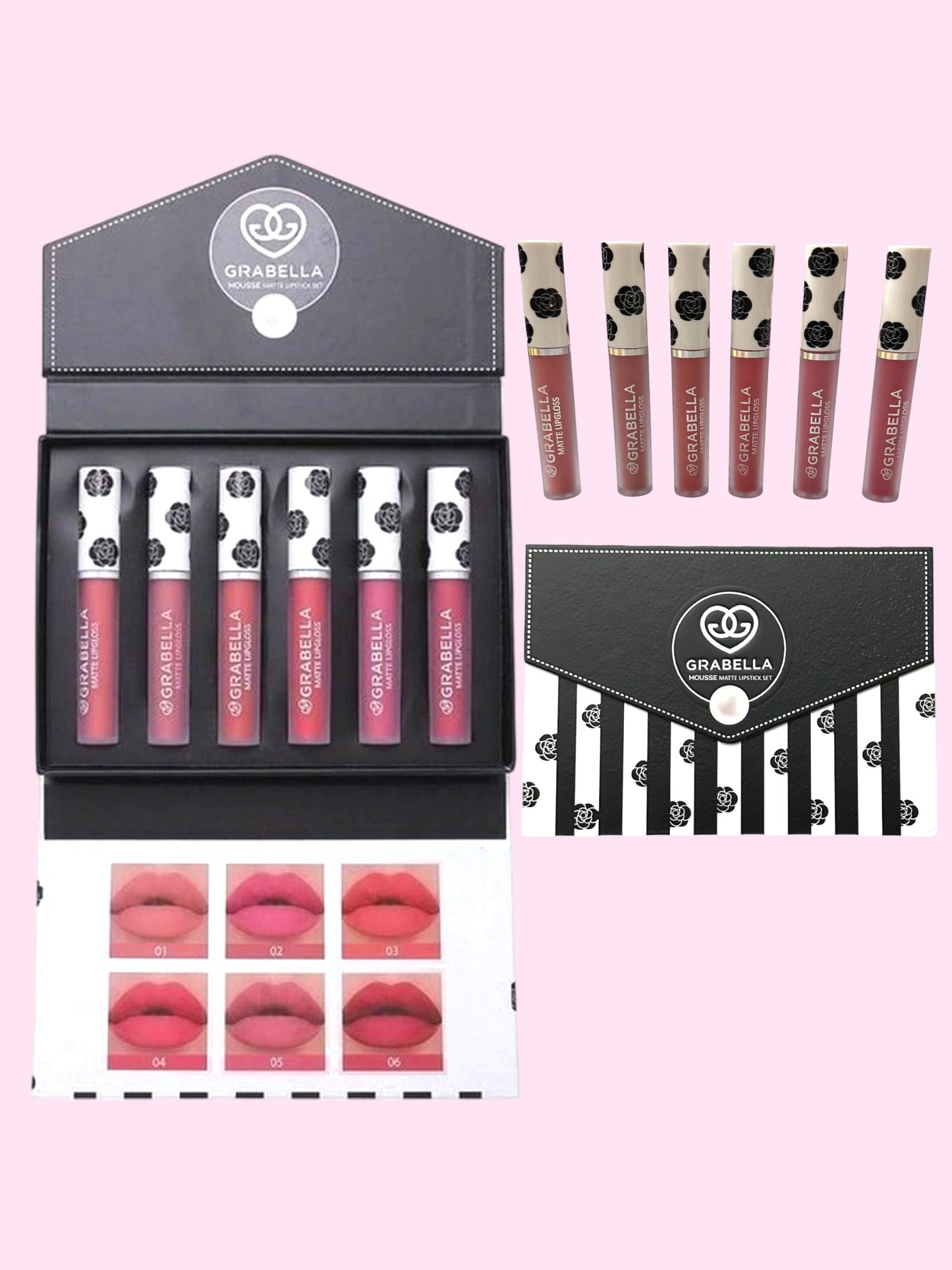 Set Lip Gloss Matte Grabella flor