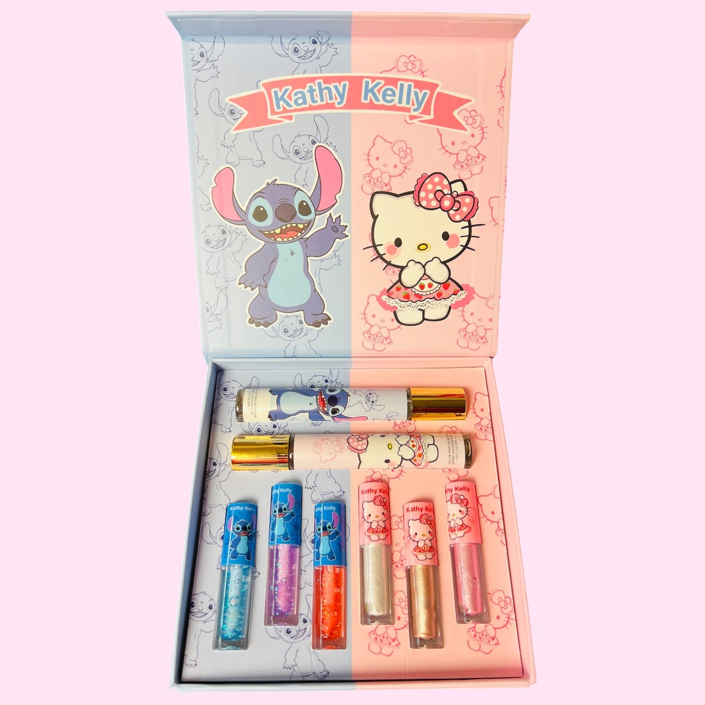 Set de Belleza Gloss + Perfume + Iluminador azul$Rosa