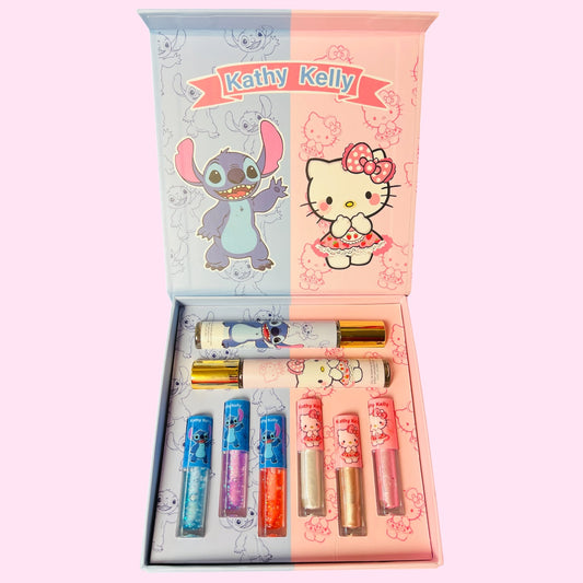 Set de Belleza Gloss + Perfume + Iluminador azul$Rosa